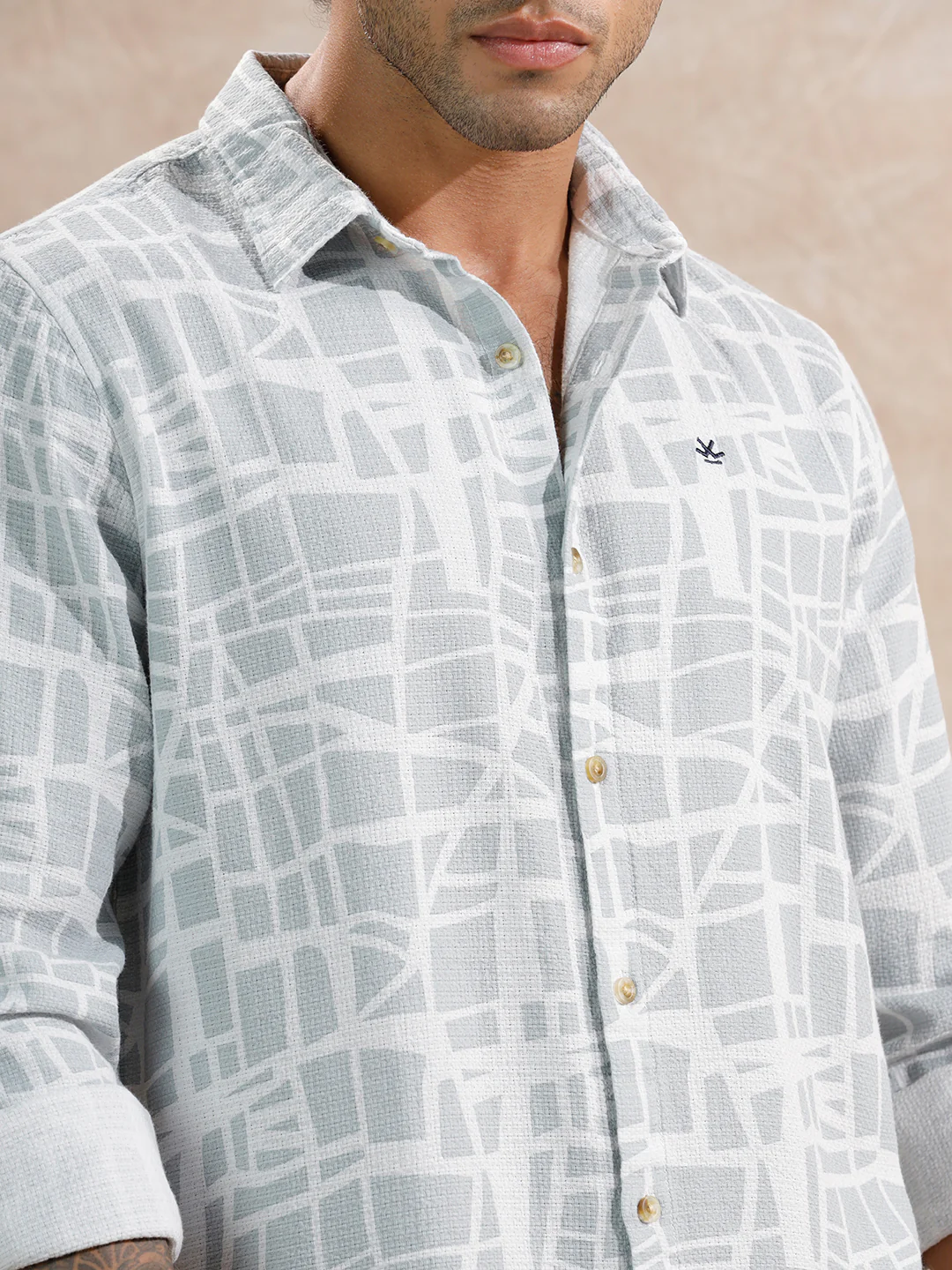 Textured AOP Regular Fit Shirt | Light Blue - Image 5