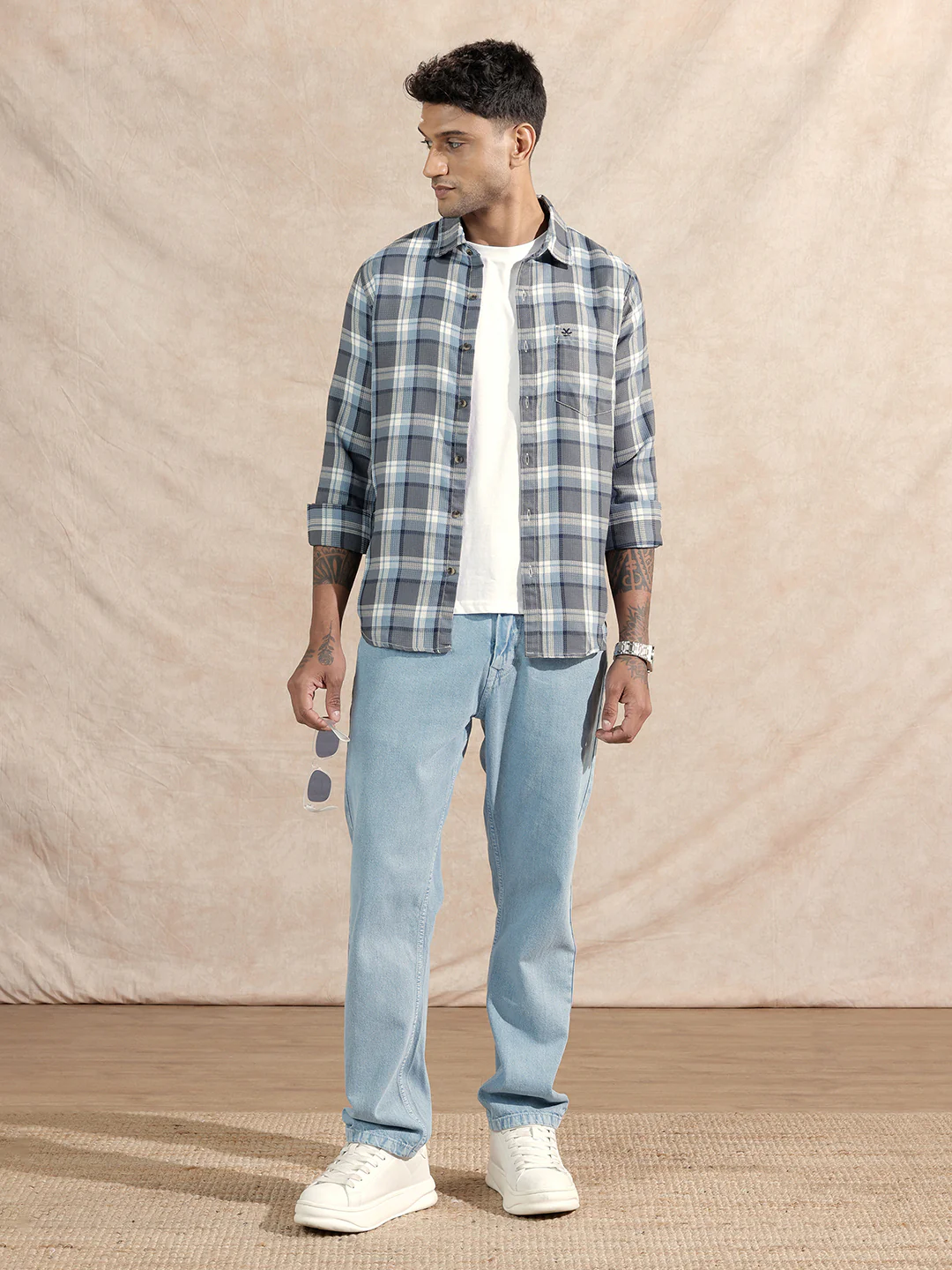 Textured Checked Shirt | Grey - Image 2
