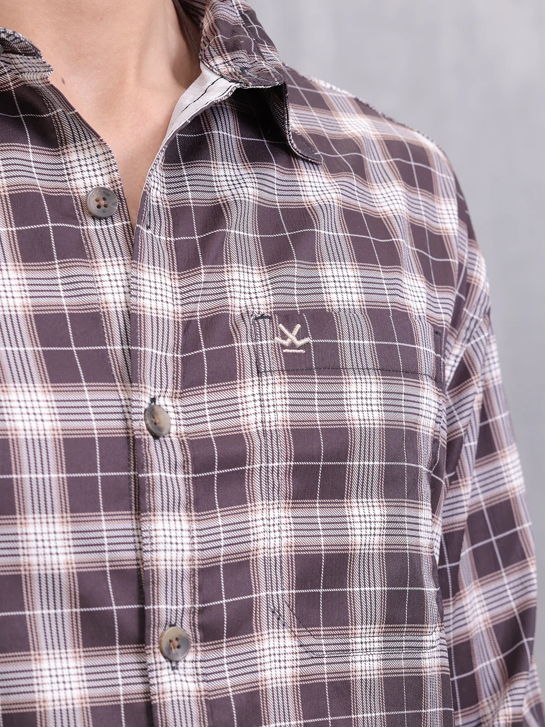Textured Checkered Regular Fit Shirt | Brown - Image 4