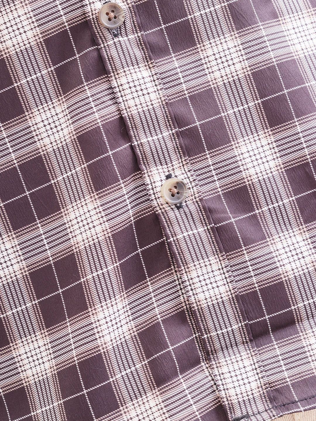 Textured Checkered Regular Fit Shirt | Brown - Image 5