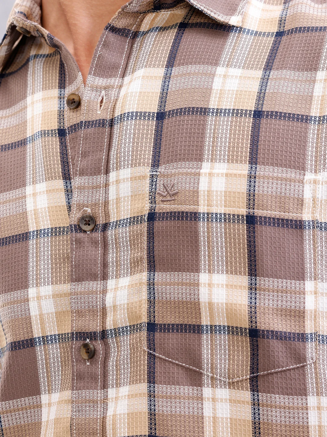 Textured Checkered Shirt | Brown - Image 5