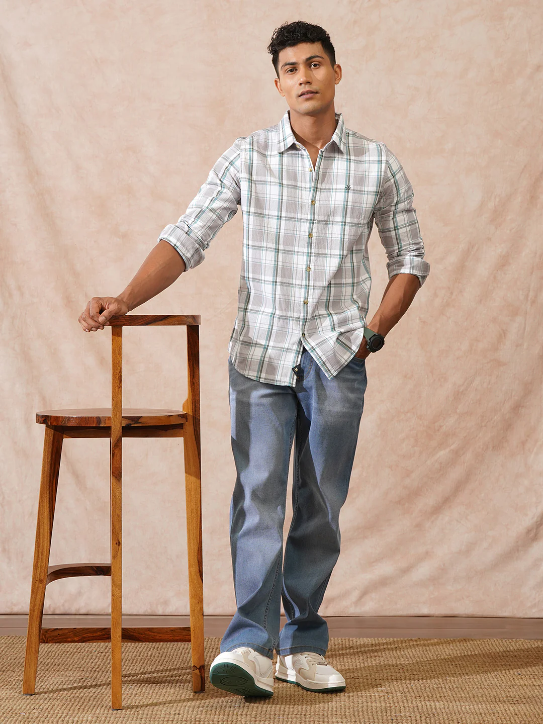 Textured Checks Dobby Shirt | Grey - Image 2