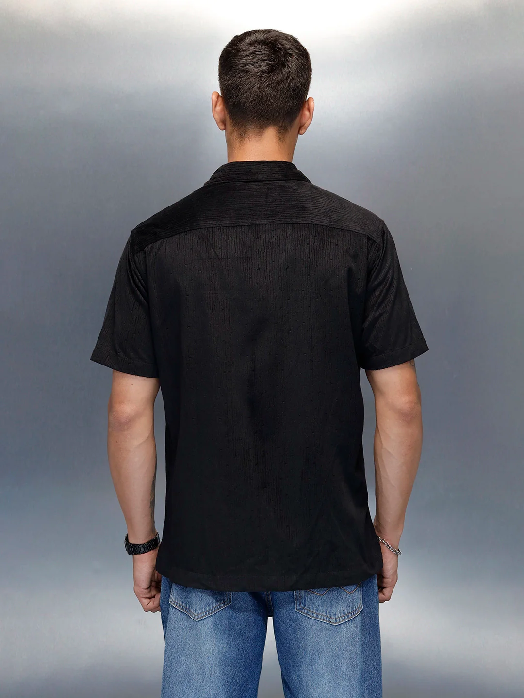 Textured Classic Men’s Comfort Fit Shirt | Black - Image 3