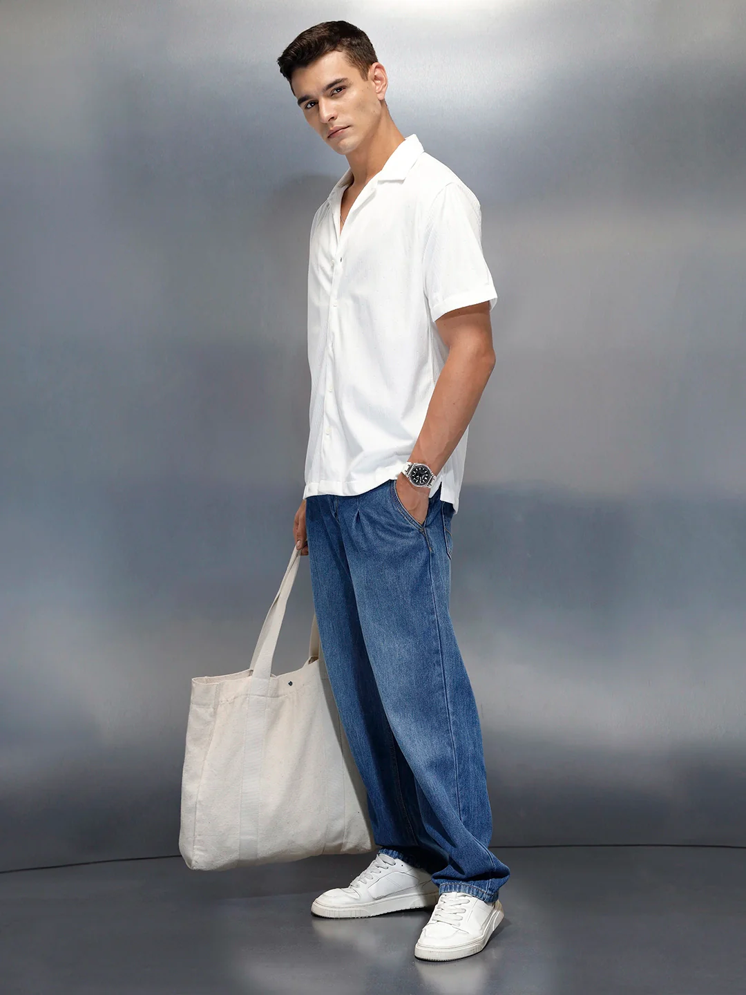 Textured Classic Men’s Comfort Fit Shirt | White - Image 2