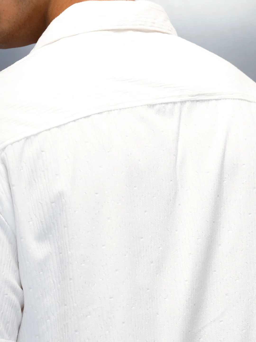 Textured Classic Men’s Comfort Fit Shirt | White - Image 5
