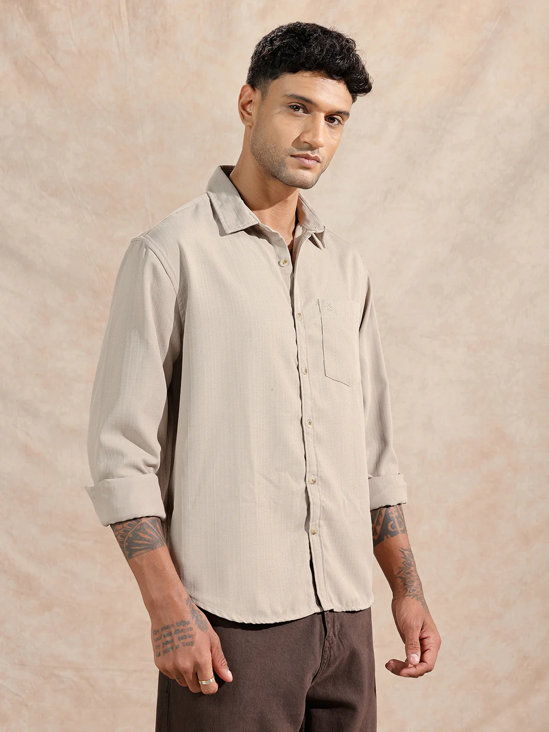 Textured Cotton Slub Comfort Fit Shirt | Grey - Image 4