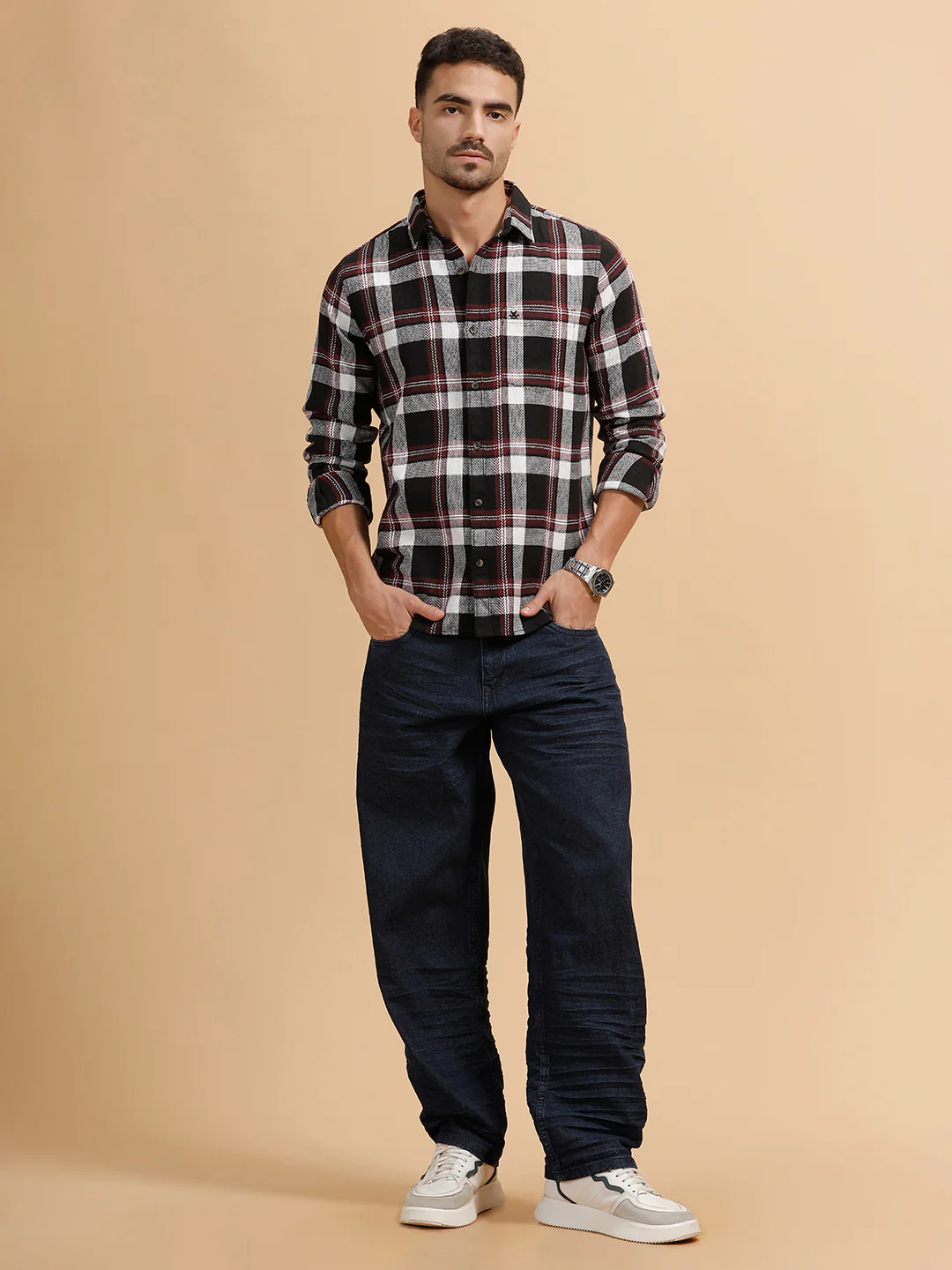Textured Dobby Regular Fit Shirt | Red - Image 2