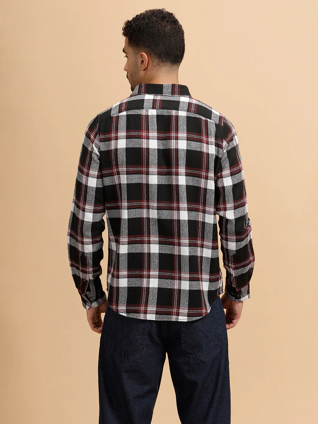 Textured Dobby Regular Fit Shirt | Red - Image 3