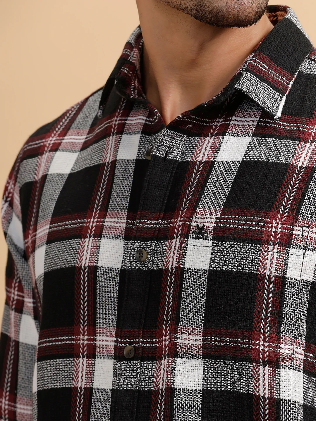 Textured Dobby Regular Fit Shirt | Red - Image 5