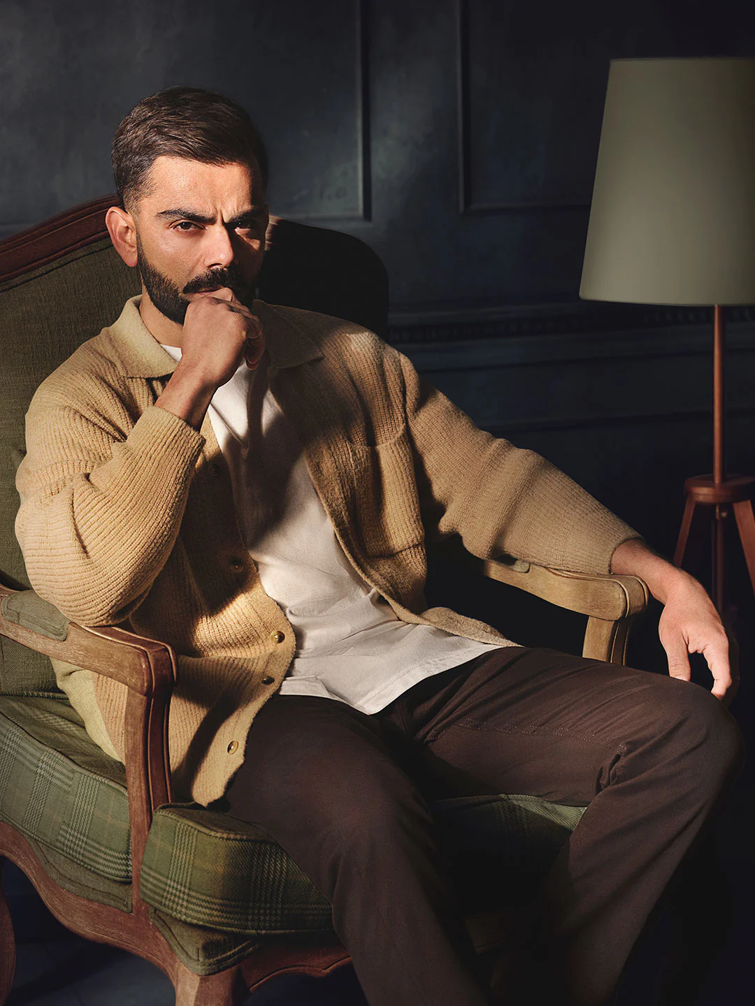 Textured Knit Button-Down Sweater  | Beige - Image 3