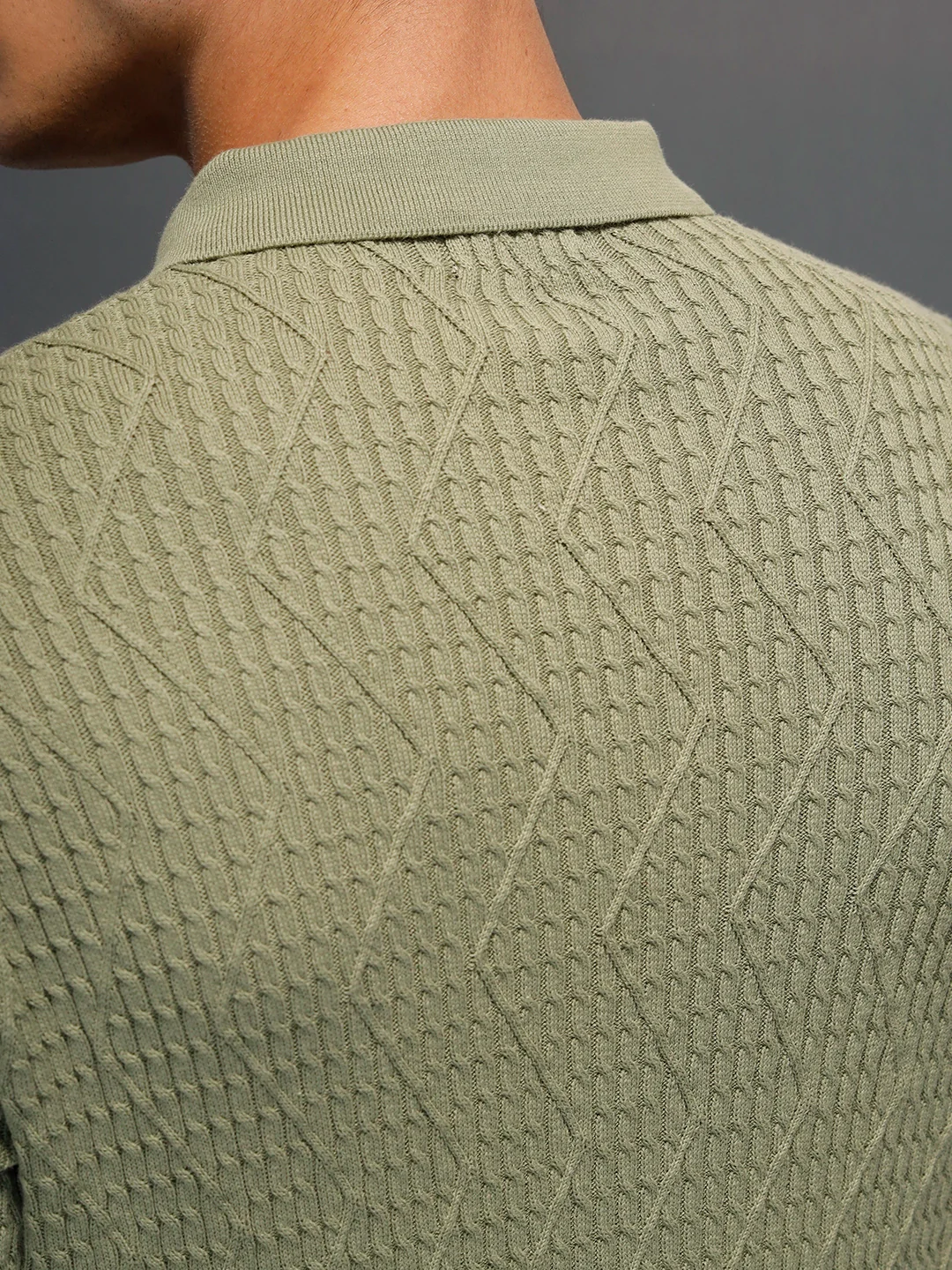 Textured Knit slim fit Polo T-shirt | Olive - Image 5