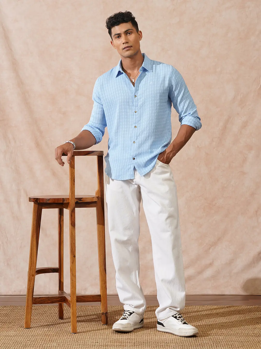 Textured Light Weight Shirt | Light Blue - Image 2