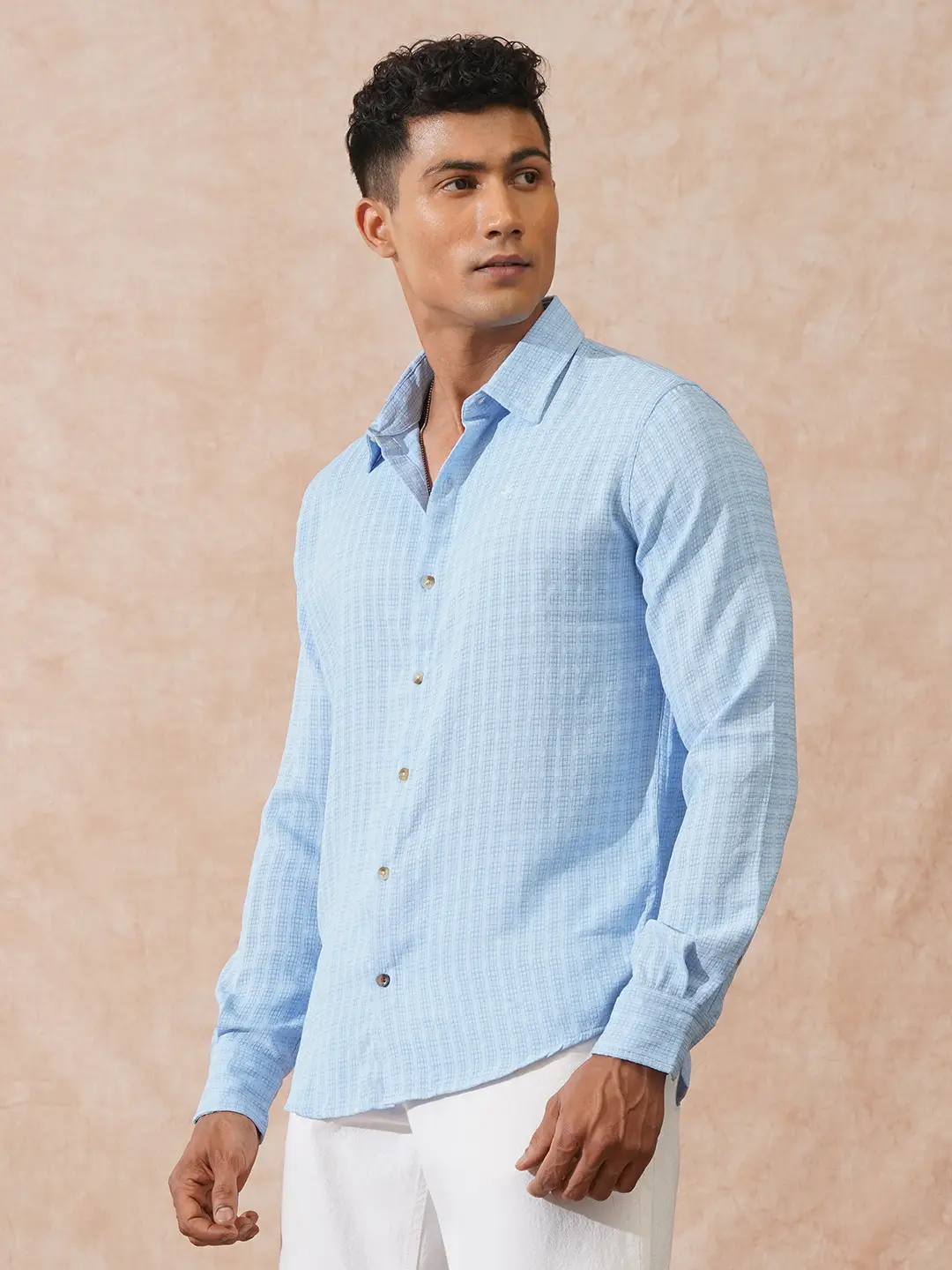 Textured Light Weight Shirt | Light Blue - Image 4