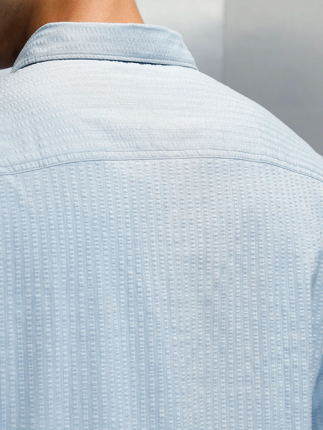 Textured Men's Casual Comfort Fit Shirt | Blue - Image 5