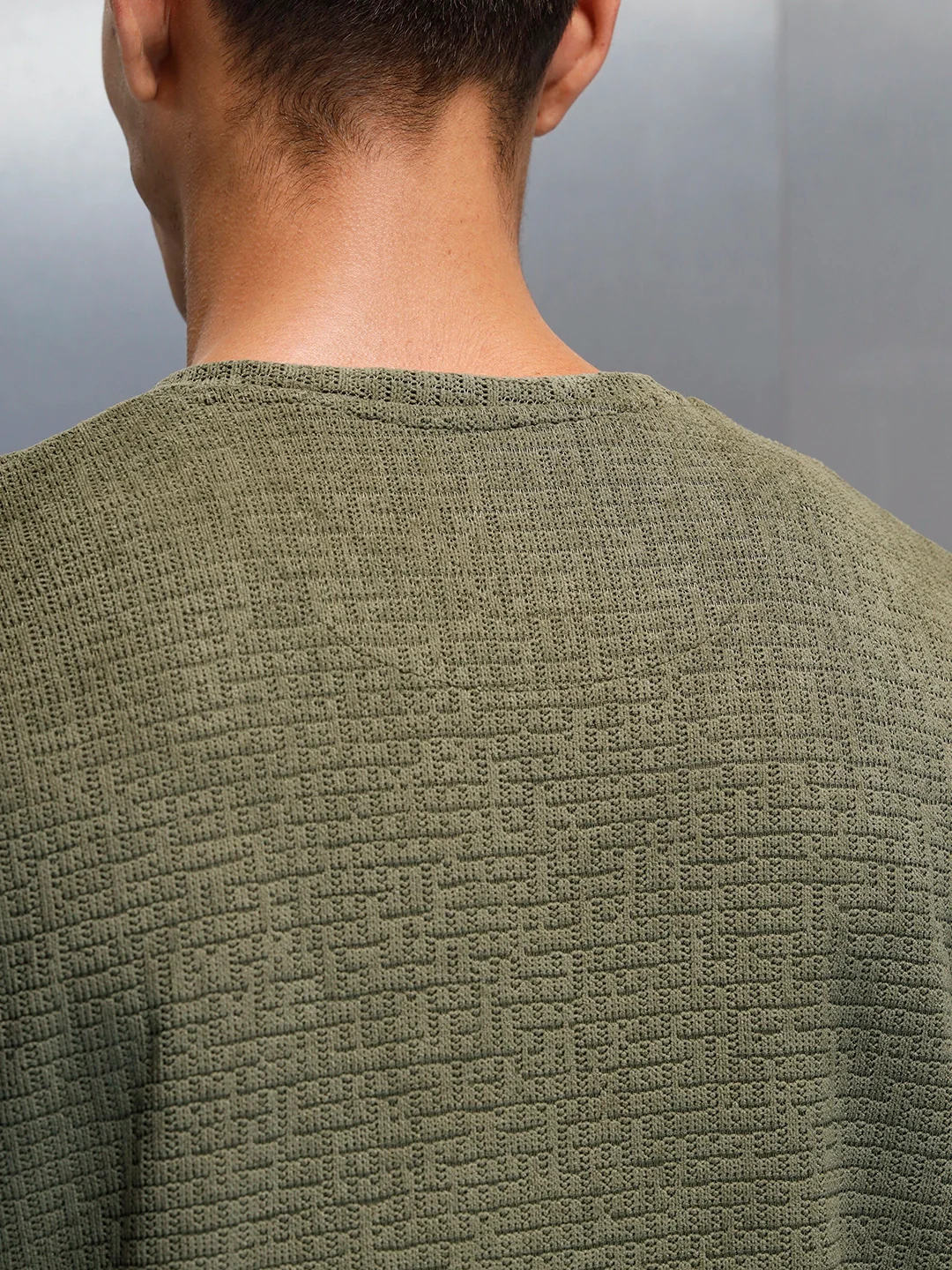 Textured Men's Casual Regualr Fit T-Shirt | Olive - Image 5