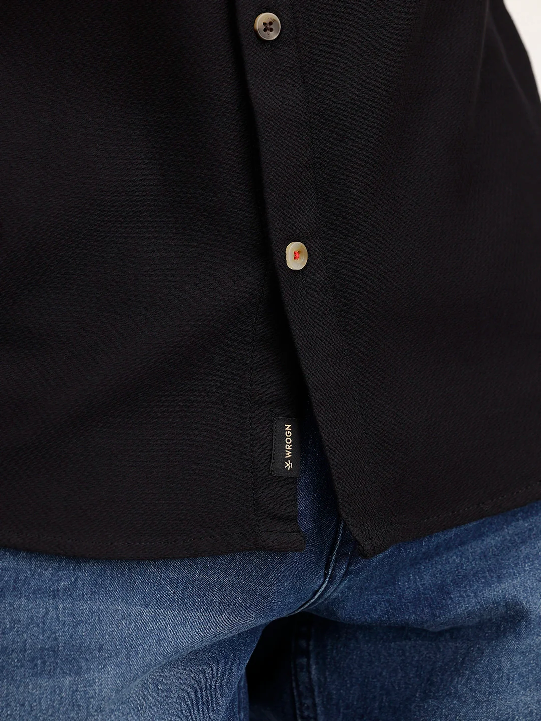 Textured Men's Casual Slim Fit Shirt | Black - Image 6