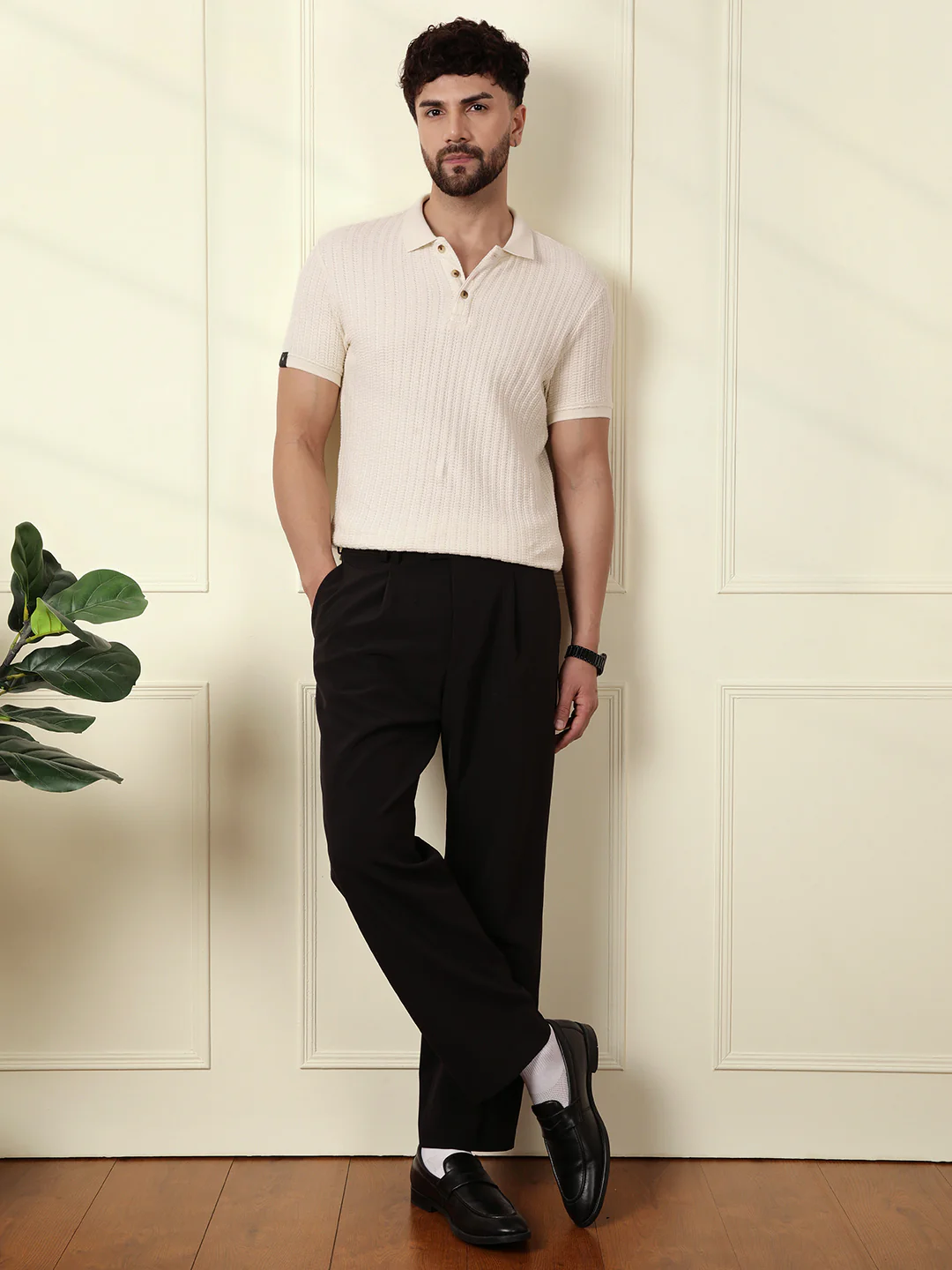 Solid Textured Polo | Off White - Image 2