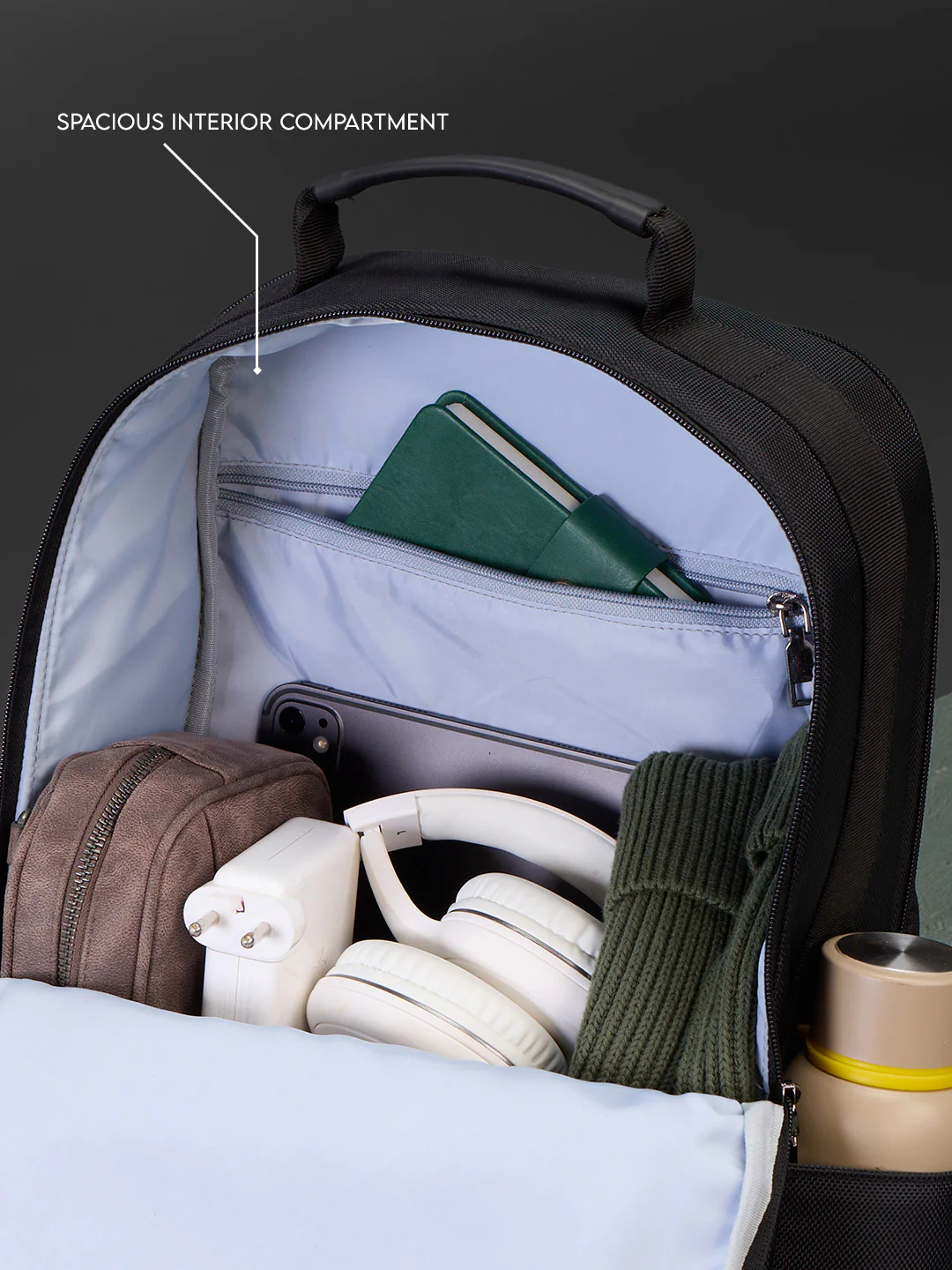 Textured Panel Backpack | Black (30L) - Image 6