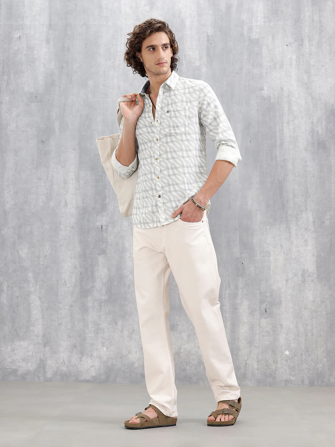 Textured Printed Slim Fit Shirt | Light Blue - Image 2