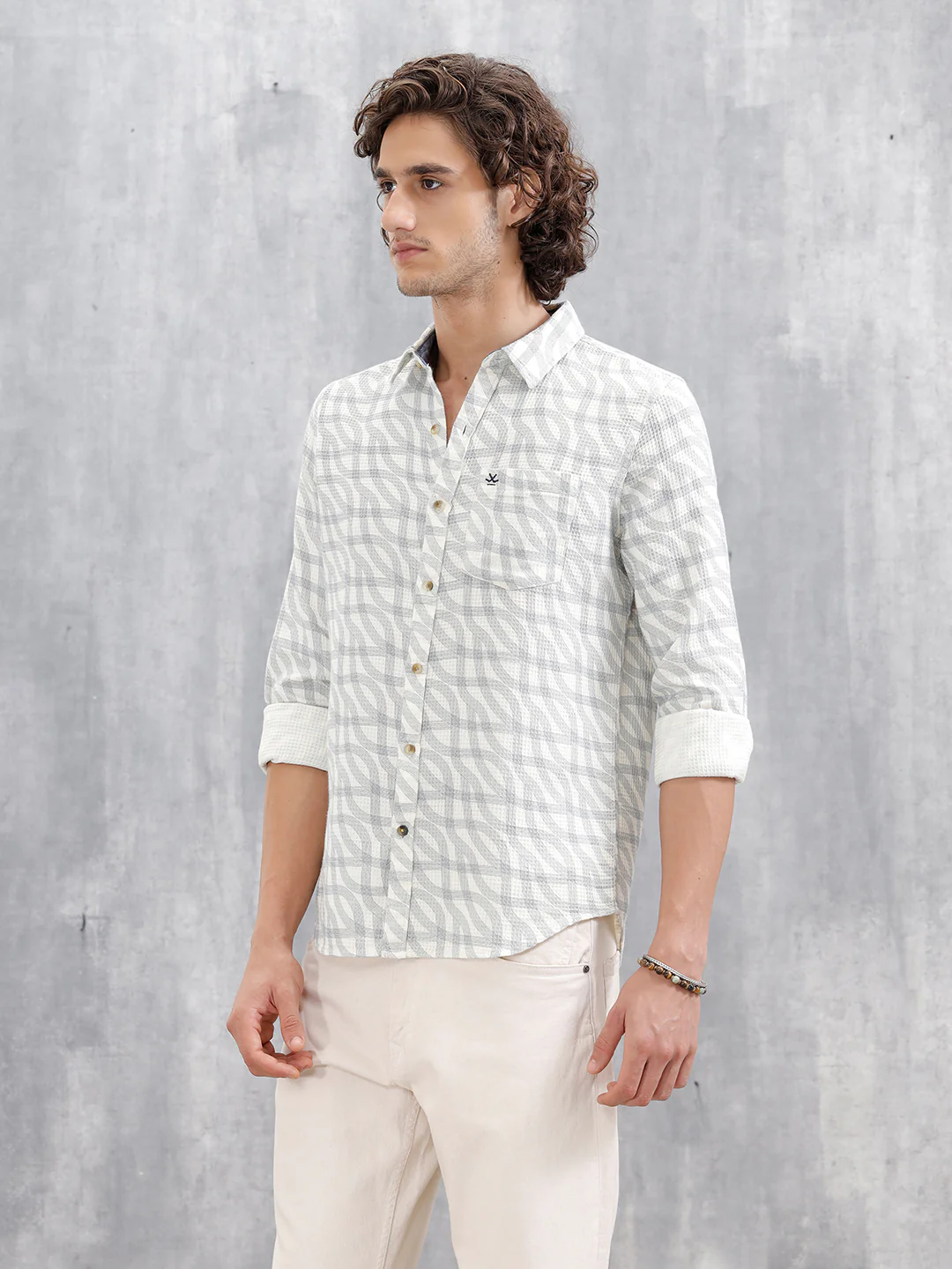 Textured Printed Slim Fit Shirt | Light Blue - Image 4