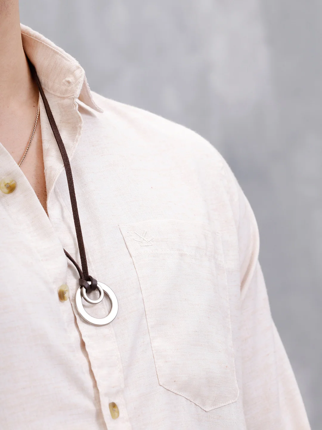 Textured Pure Cotton Shirt | Beige - Image 5