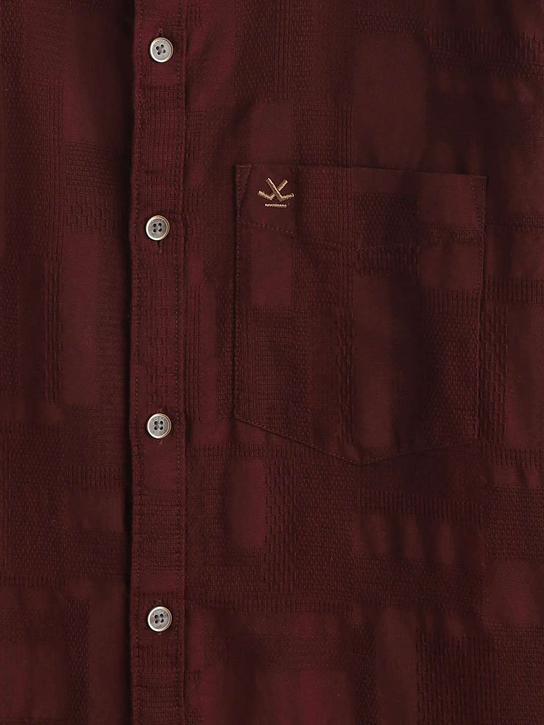 Textured Pure Cotton Shirt | Maroon - Image 2