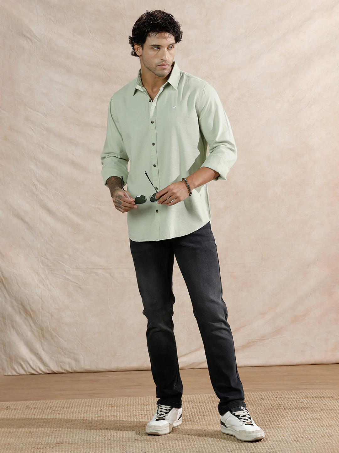 Textured Regular Fit Shirt | Light Green - Image 2