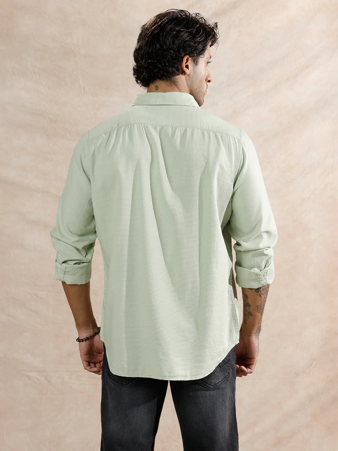 Textured Regular Fit Shirt | Light Green - Image 3