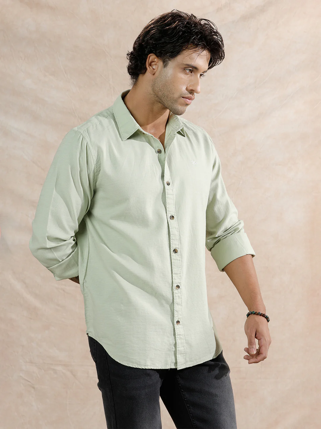 Textured Regular Fit Shirt | Light Green - Image 4