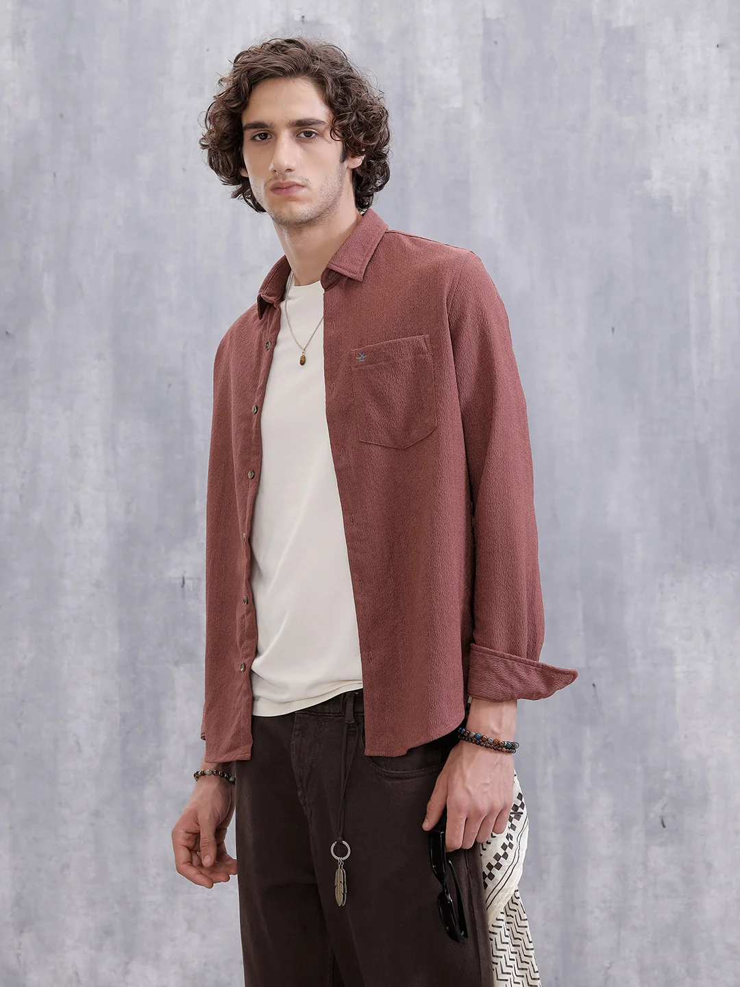 Textured Regular Fit Shirt | Pink - Image 4