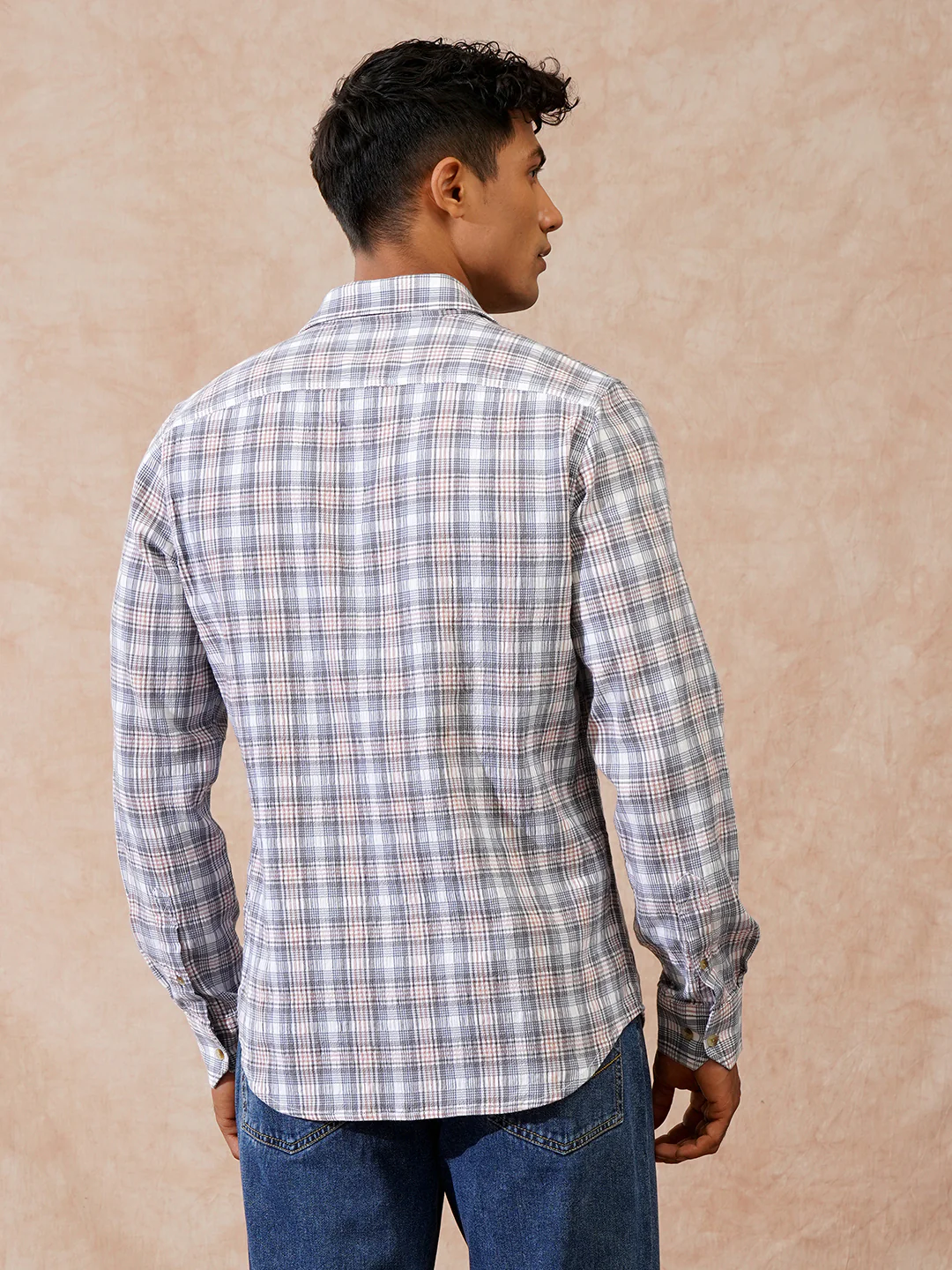 Textured Seersucker Slim Fit Shirt | Grey - Image 3