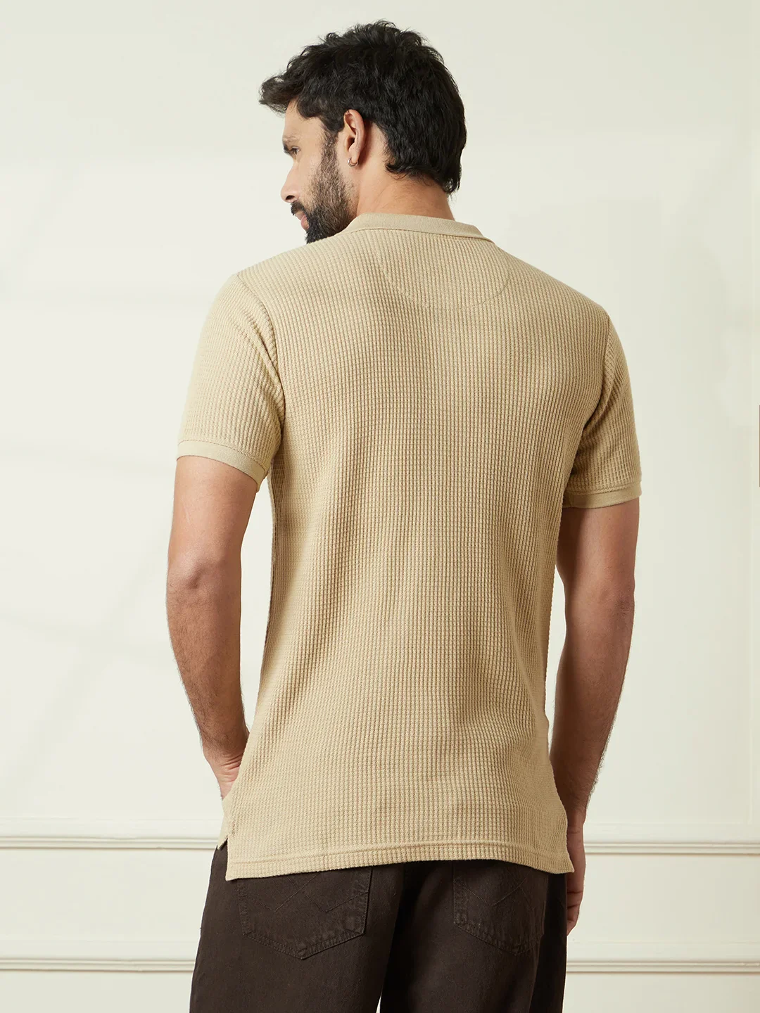 Solid Textured Polo | Beige - Image 4