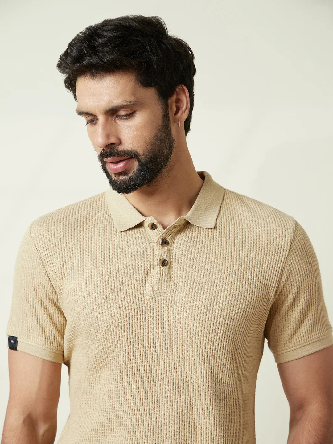 Solid Textured Polo | Beige - Image 6