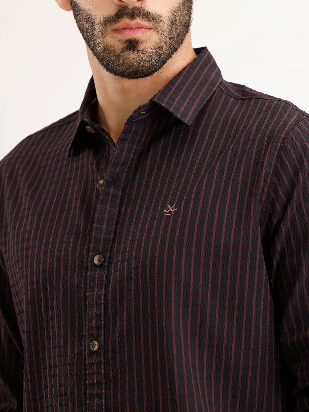 Textured Slim Fit Striped Shirt | Black - Image 5