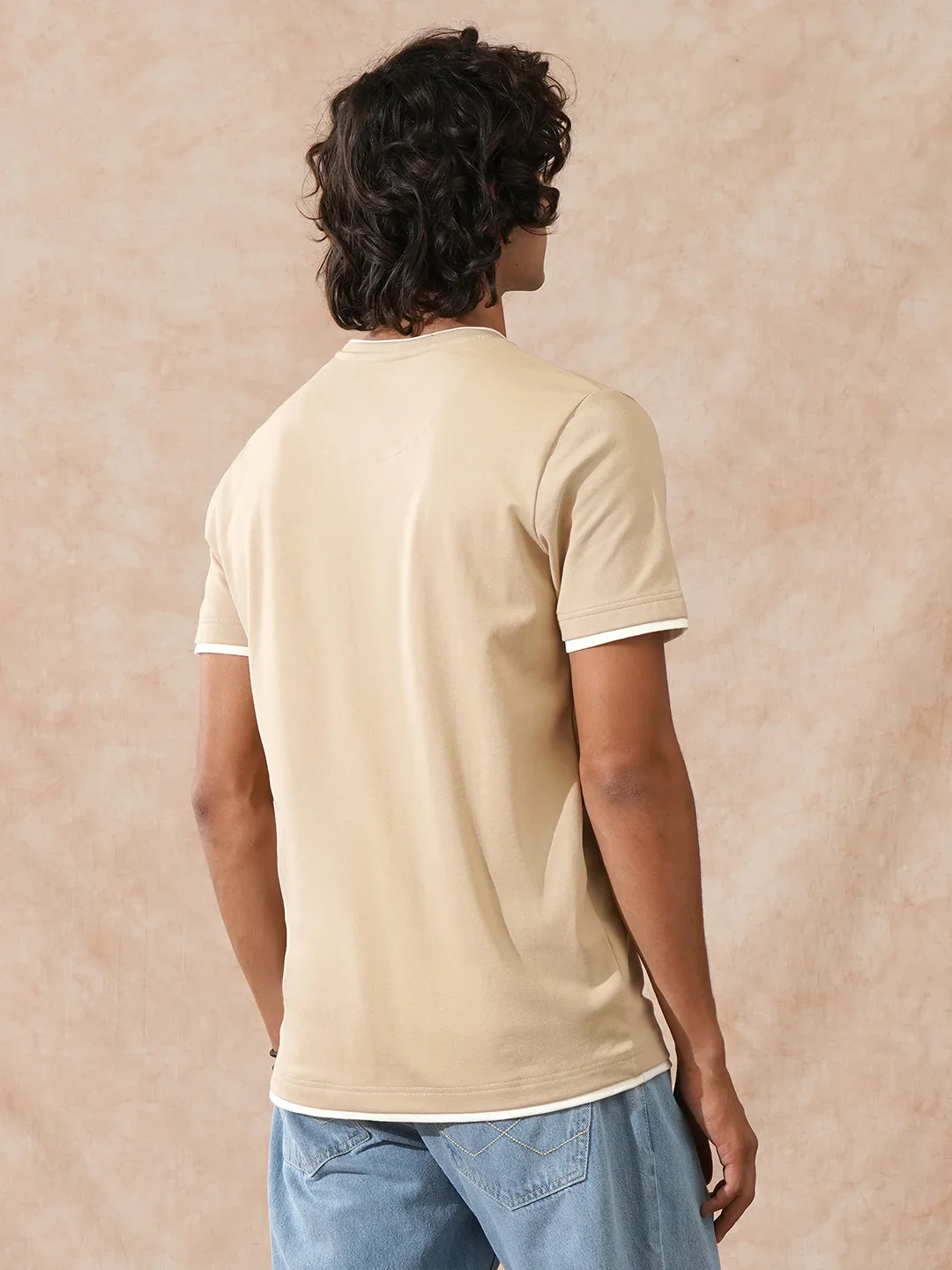 Textured Slim Fit T-Shirt | Khaki - Image 4