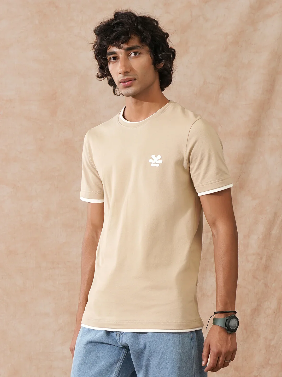 Textured Slim Fit T-Shirt | Khaki - Image 5