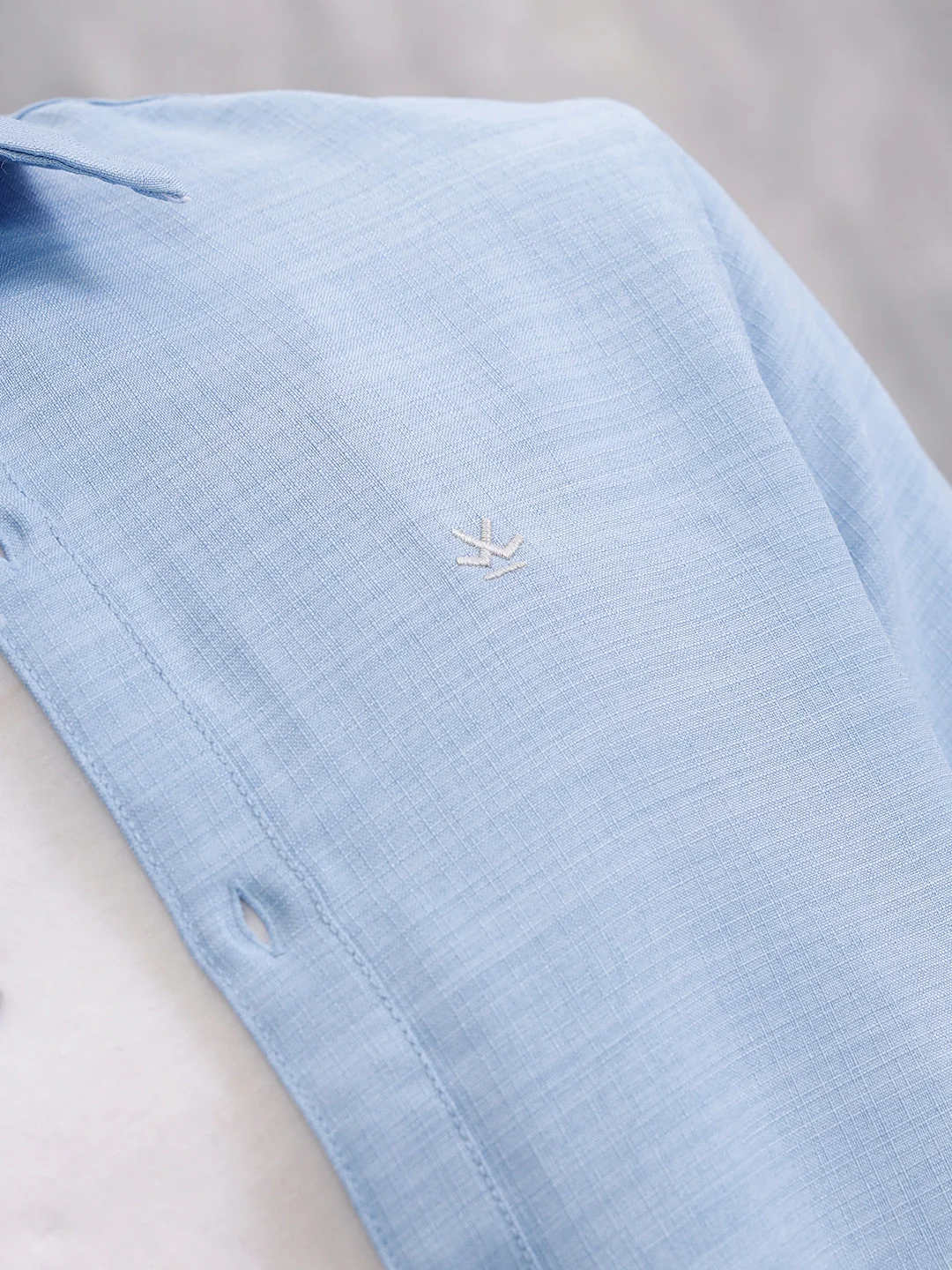 Textured Solid Shirt In Slim Fit  |  Blue - Image 4