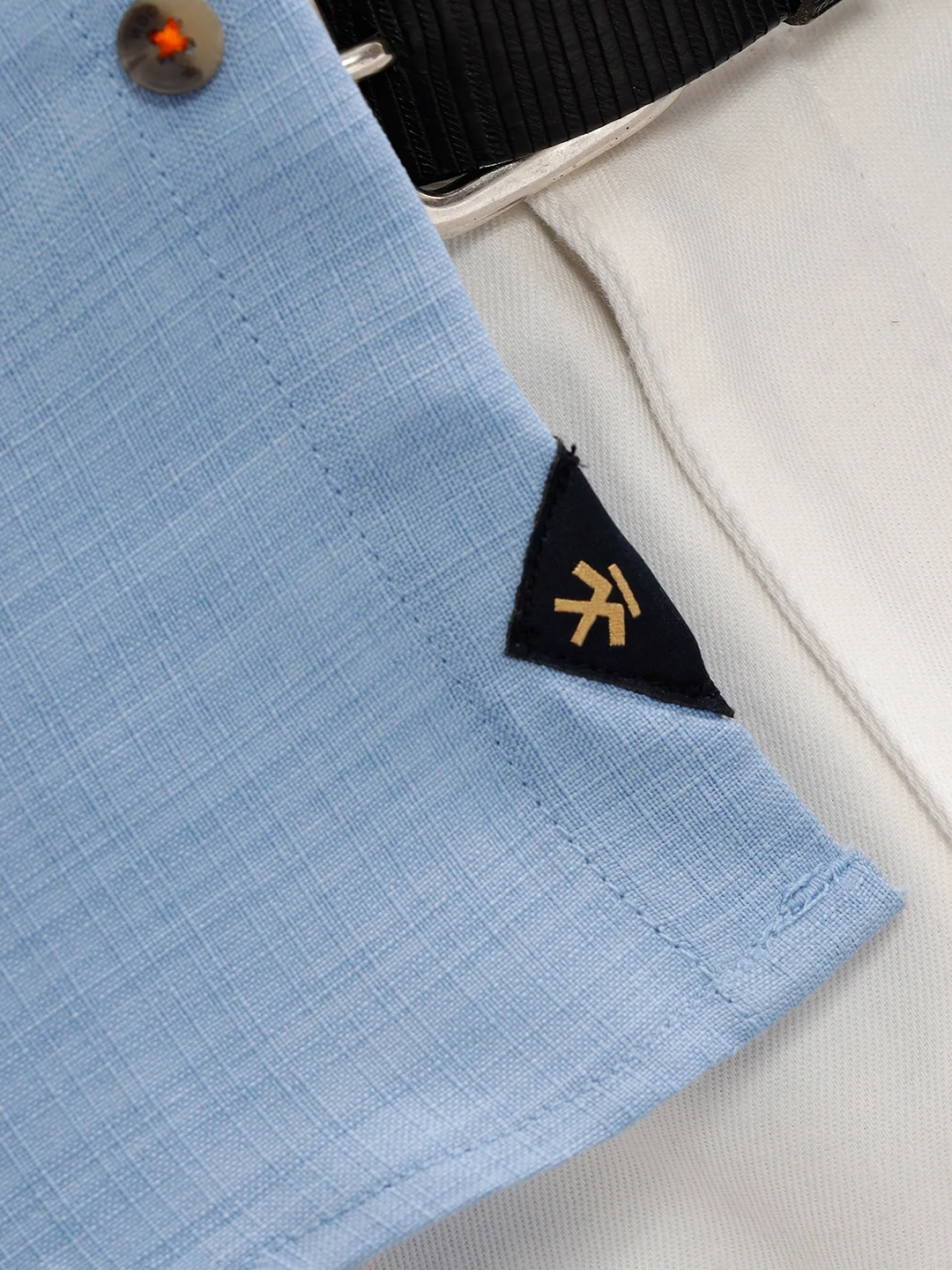 Textured Solid Shirt In Slim Fit  |  Blue - Image 5