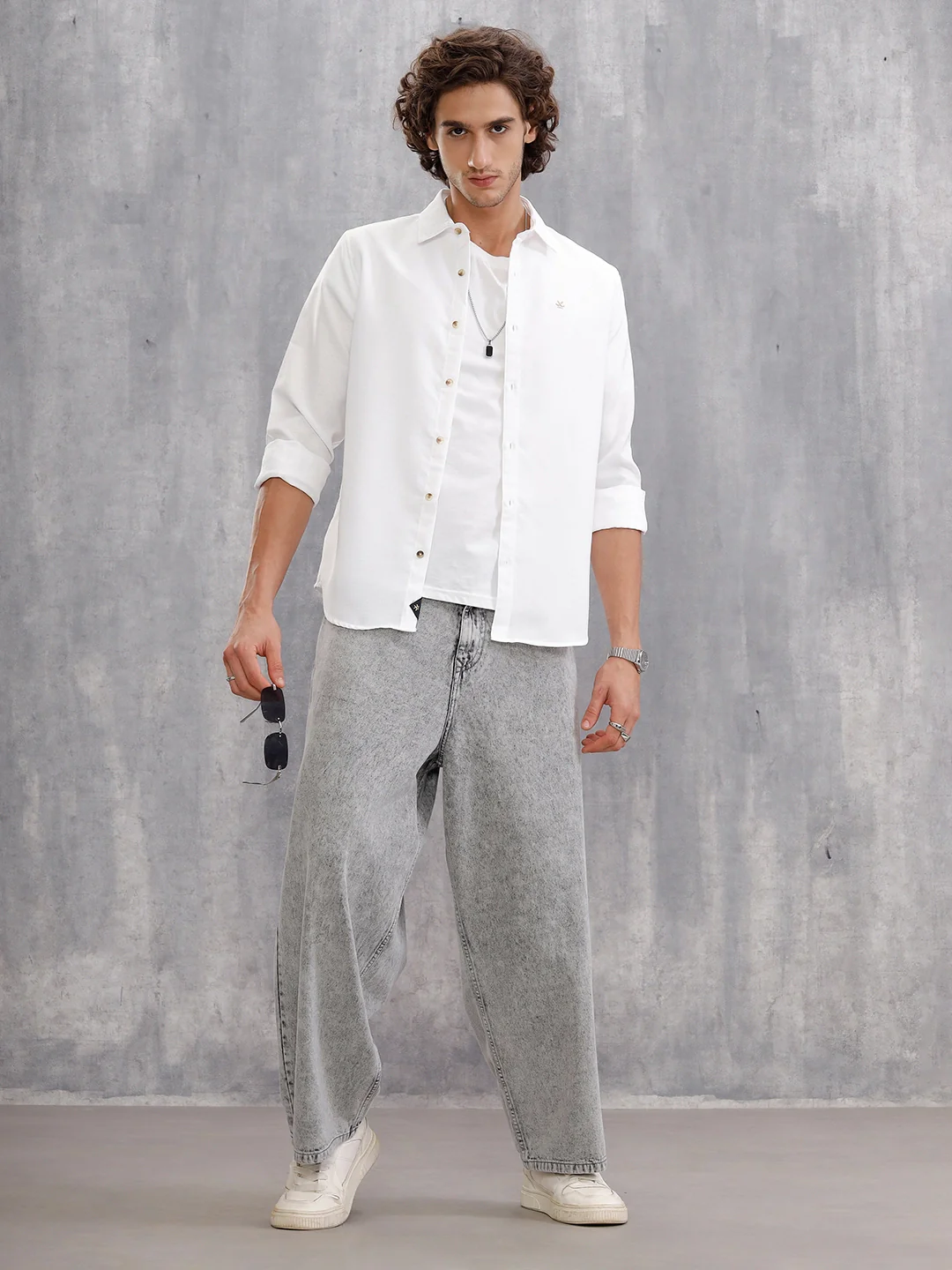 Textured Solid Shirt In Slim Fit  |  White - Image 2
