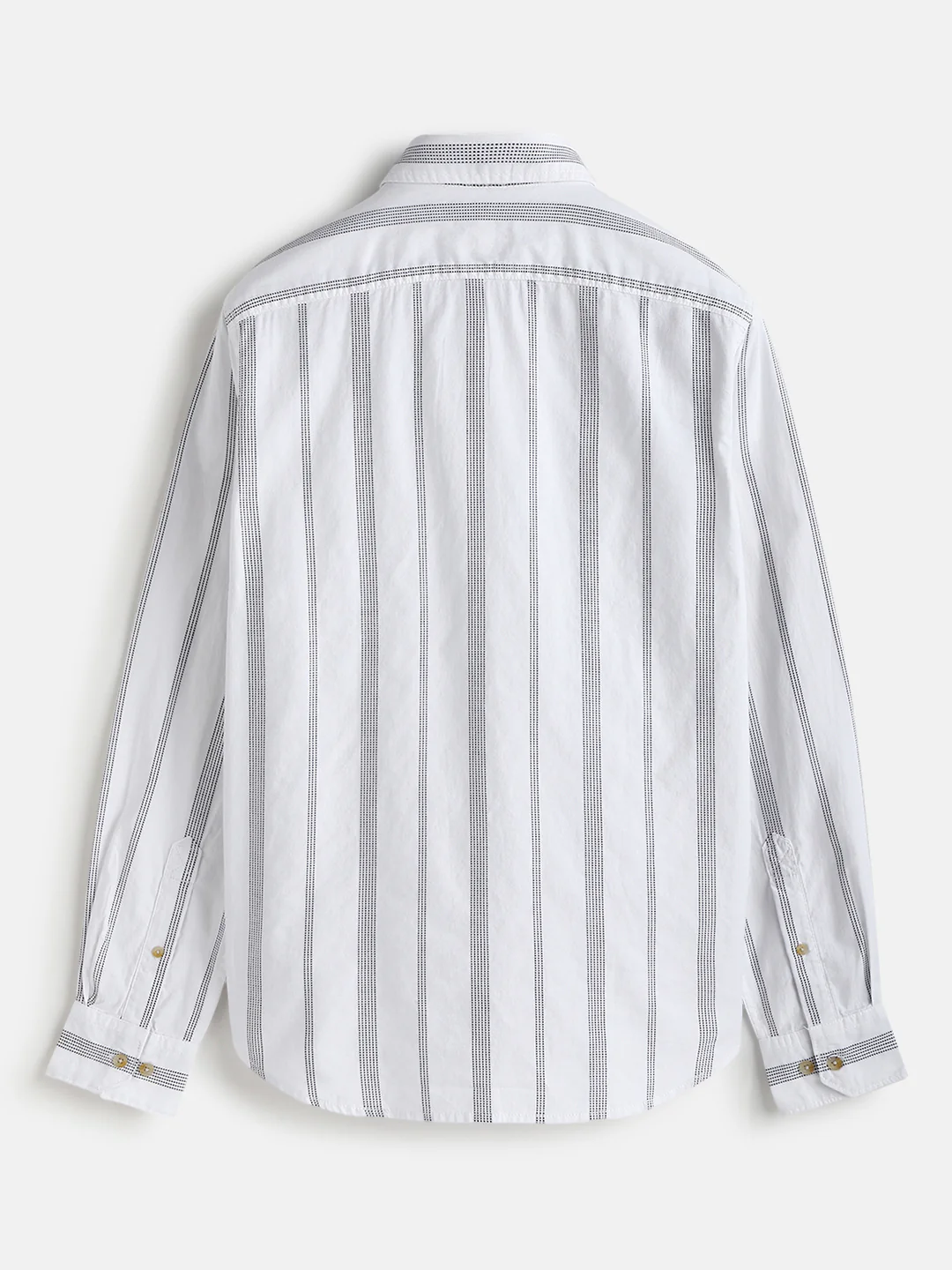 Textured Stripes Cotton Shirt | White - Image 3