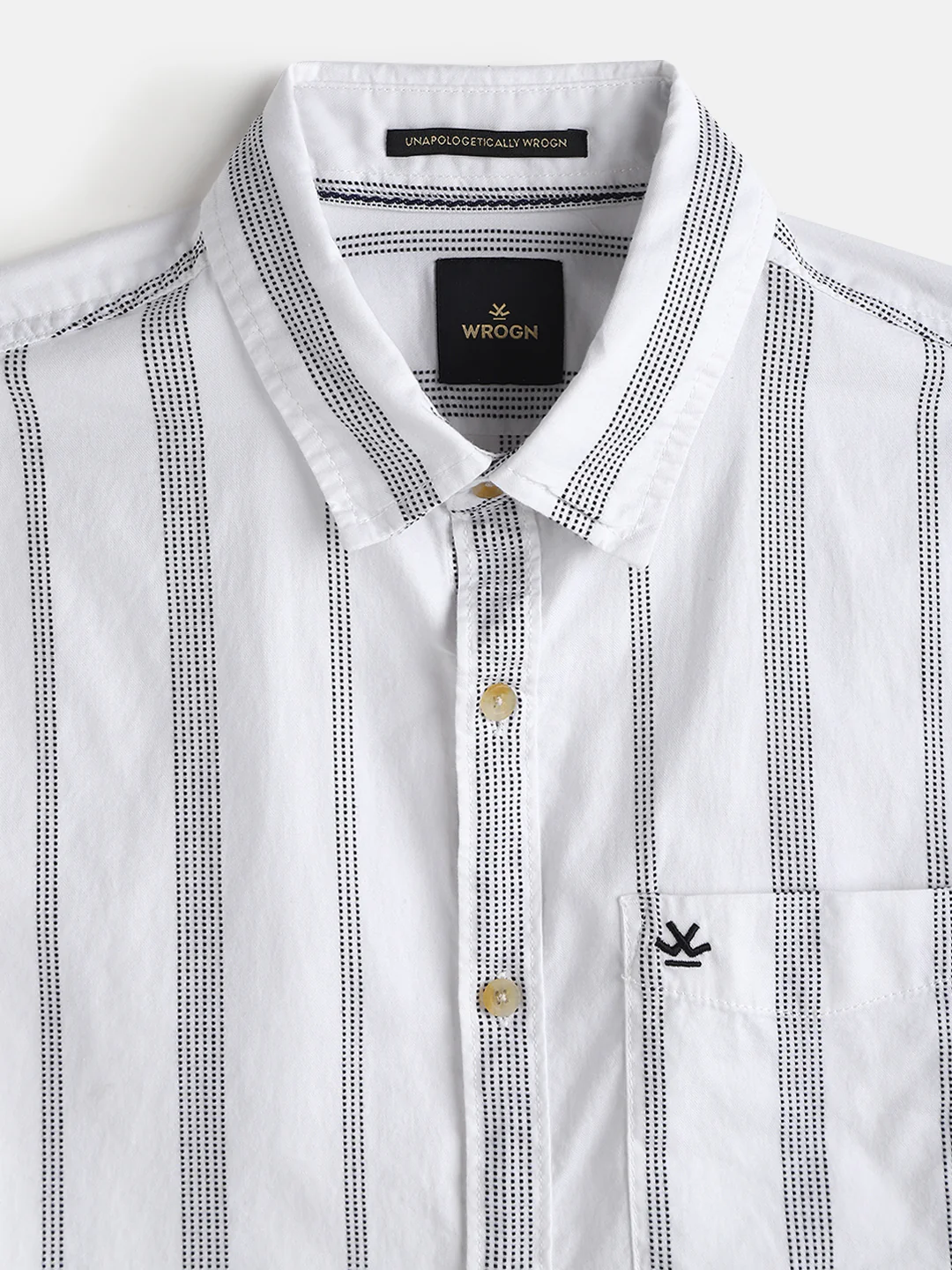 Textured Stripes Cotton Shirt | White - Image 4