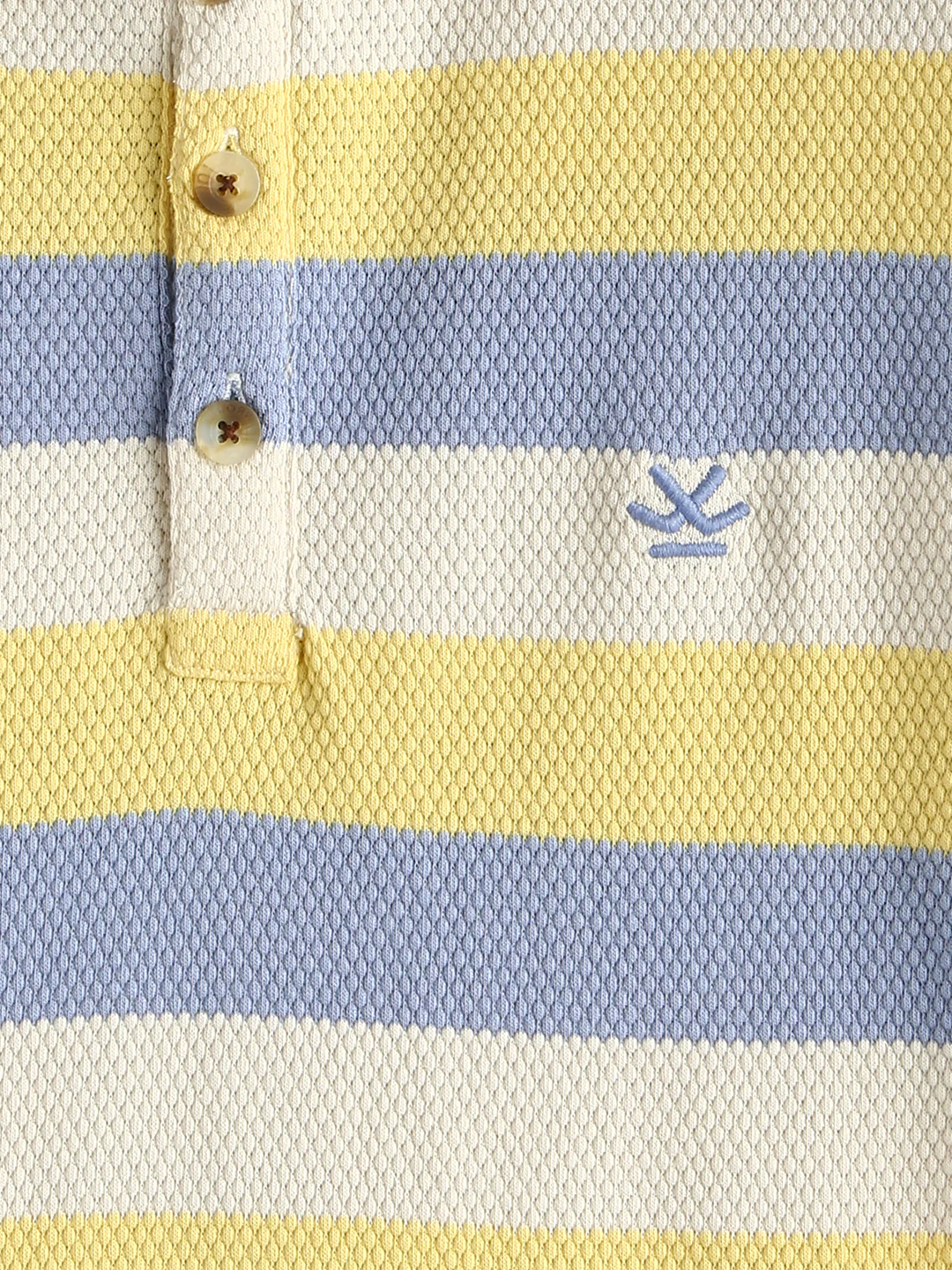 Textured Stripes Yarn Dyed Polo T-Shirt | Off White - Image 2