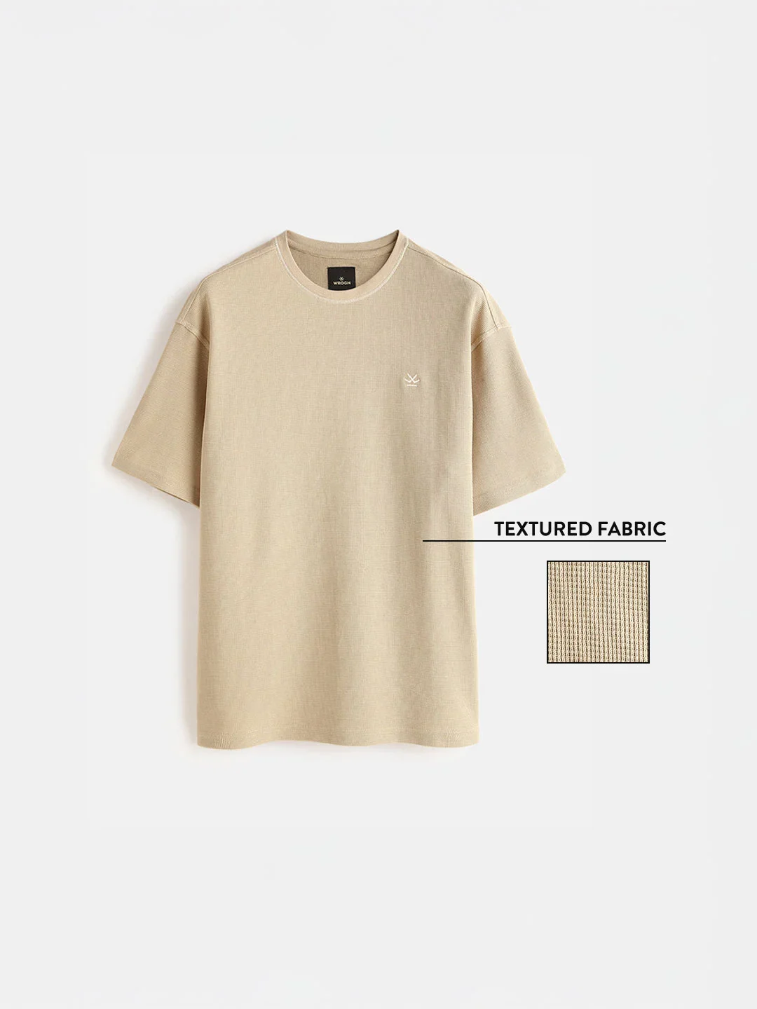 Textured Waffle Knit T-Shirt | Khaki - Image 3