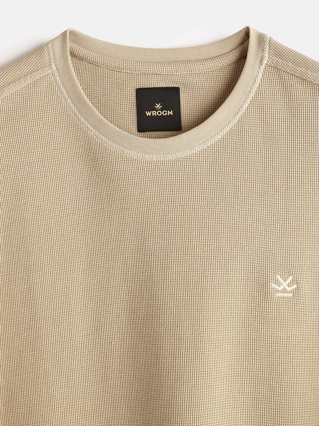 Textured Waffle Knit T-Shirt | Khaki - Image 6