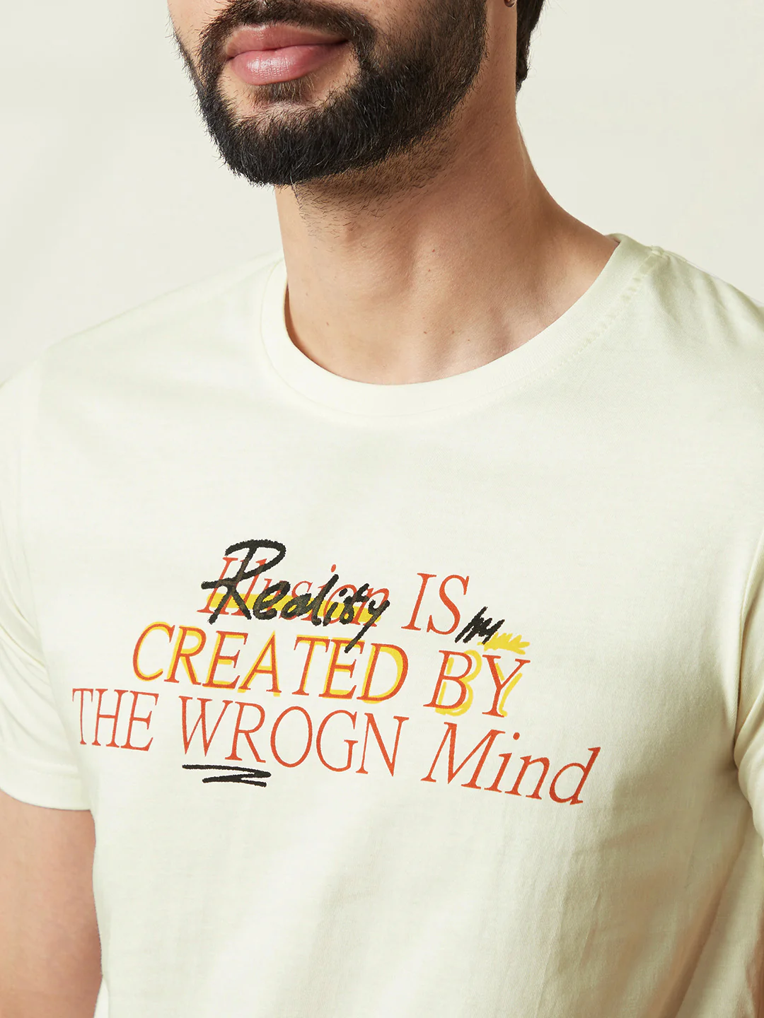 Typographic Printed T-Shirt | Off White - Image 5