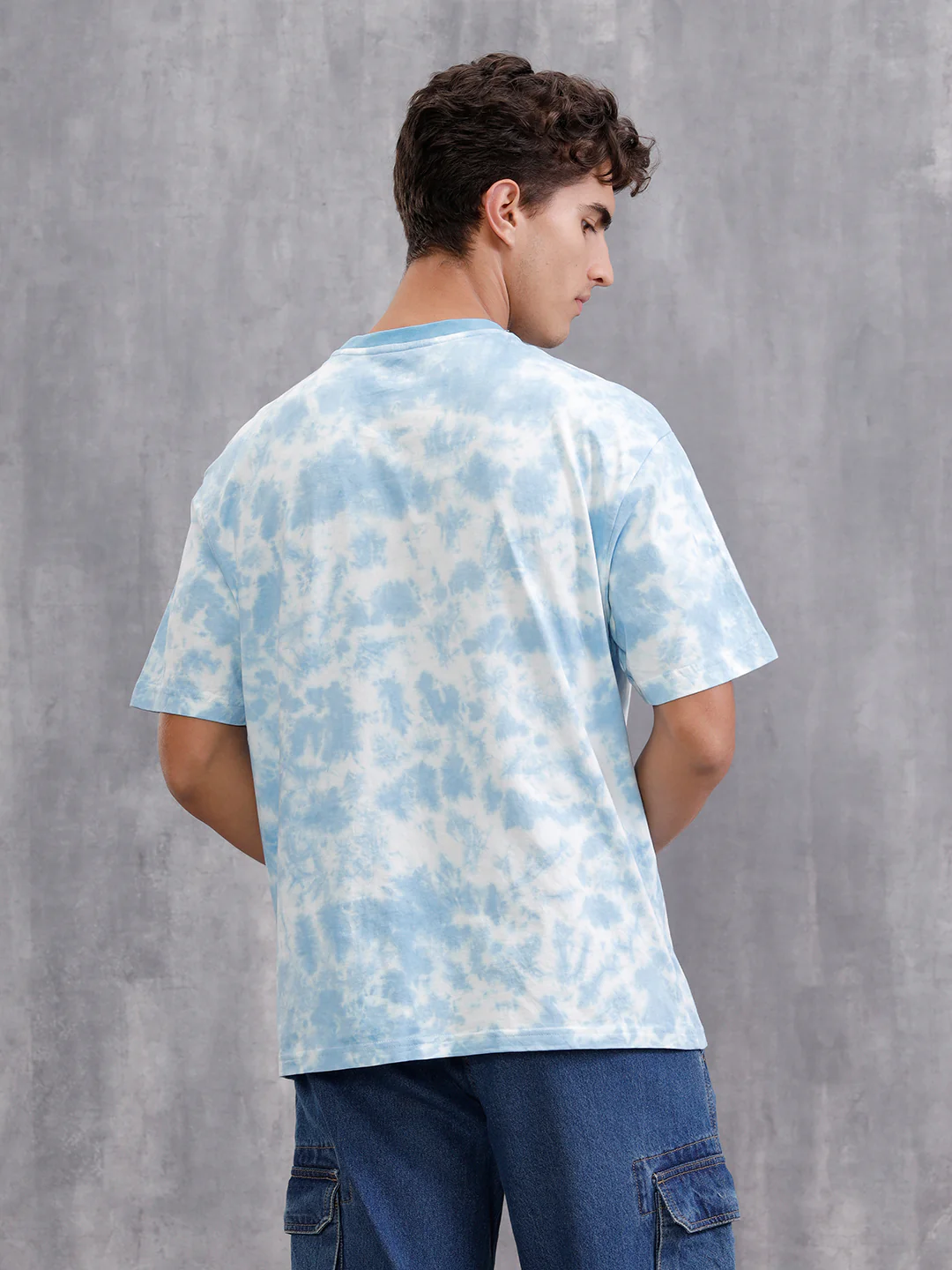 Tie-Dye Oversized Fit Cotton T-Shirt | Blue - Image 3
