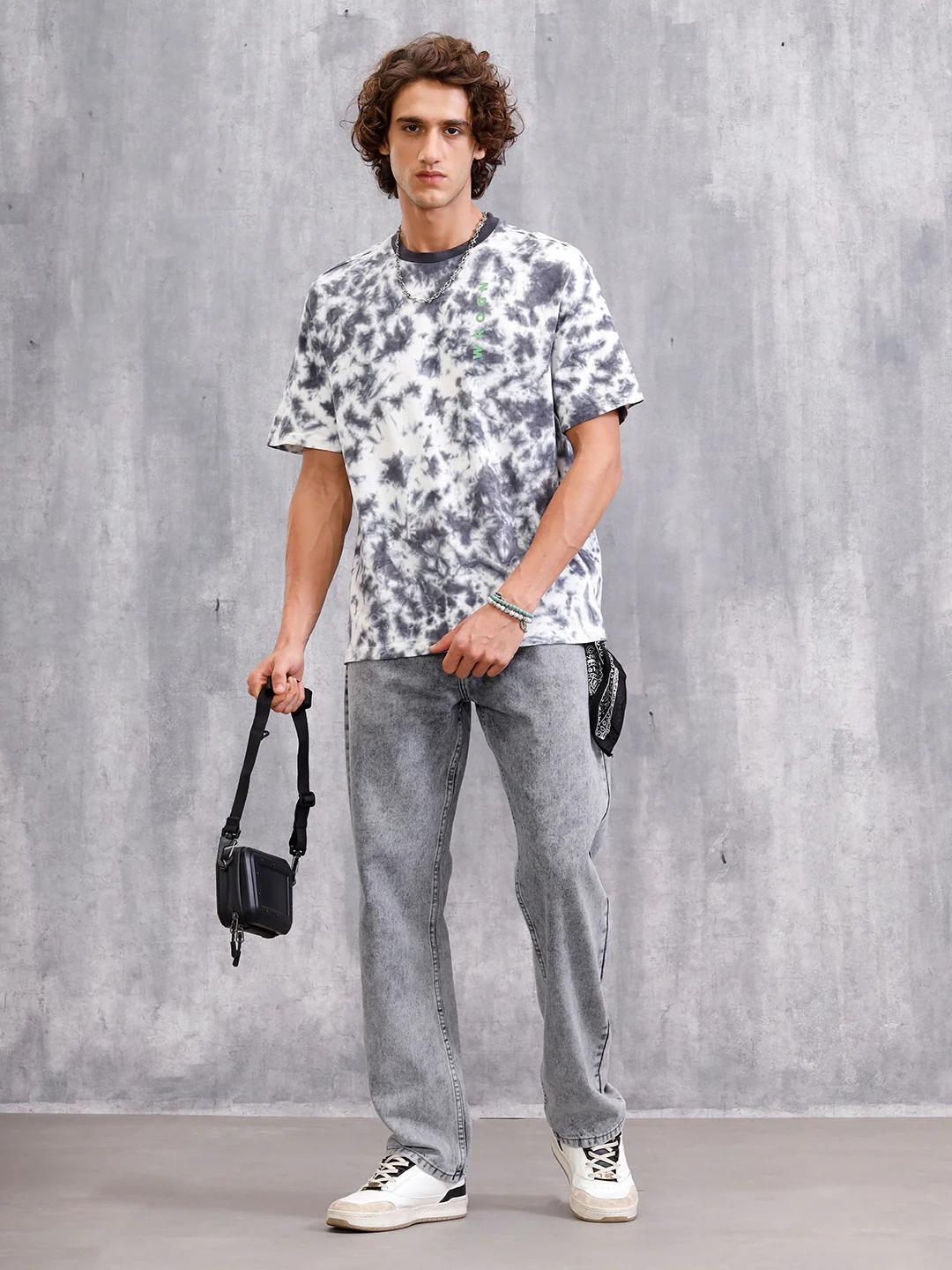 Tie-Dye Oversized Fit Cotton T-Shirt | Dark Grey - Image 2