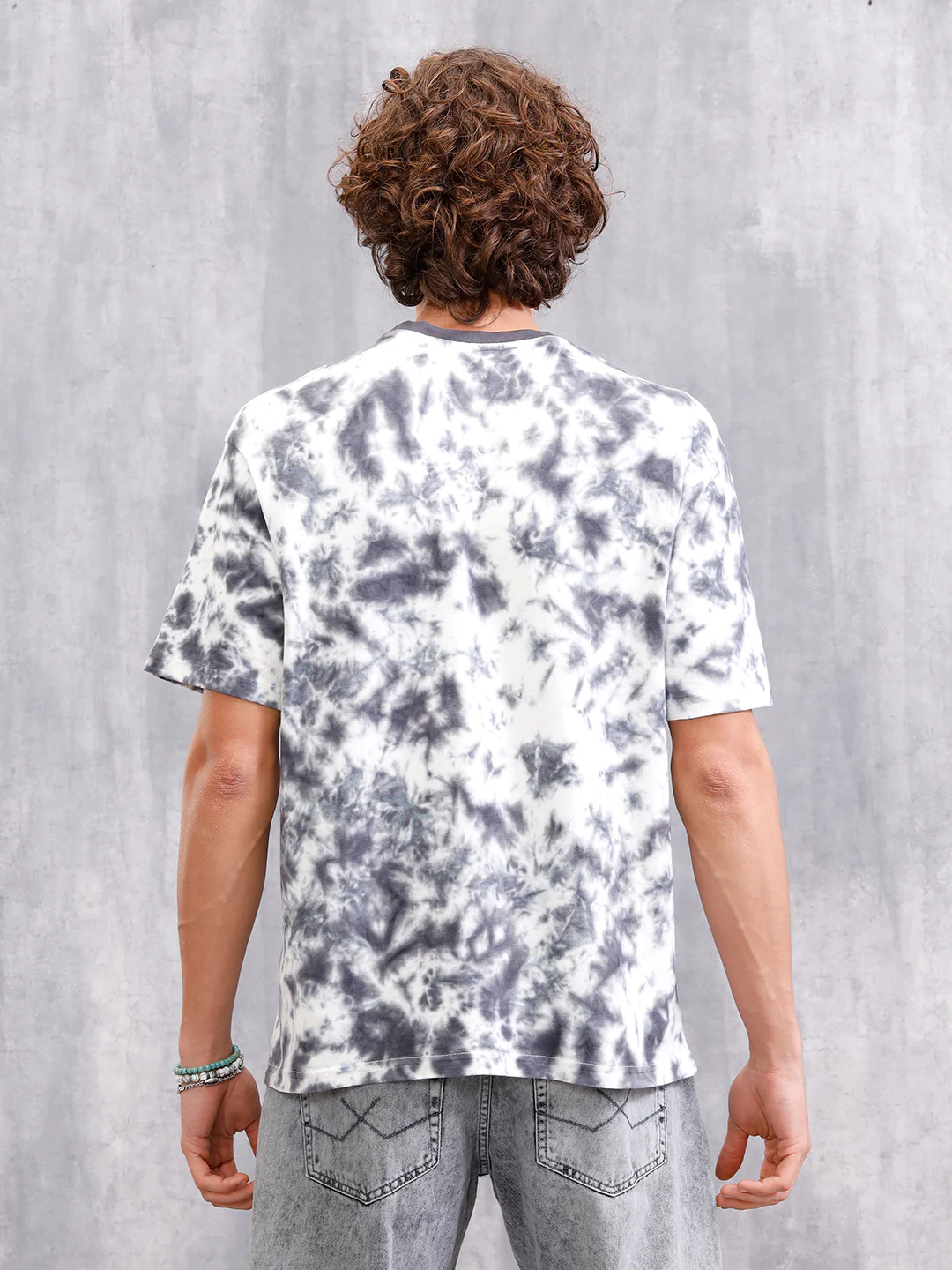 Tie-Dye Oversized Fit Cotton T-Shirt | Dark Grey - Image 3