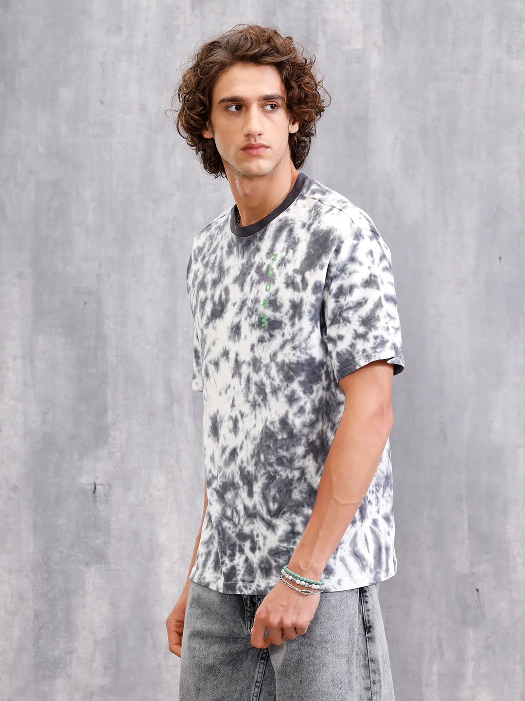 Tie-Dye Oversized Fit Cotton T-Shirt | Dark Grey - Image 5
