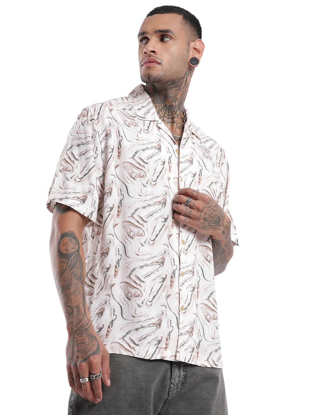 Timeless Viscose Brown AOP Shirt - Image 4